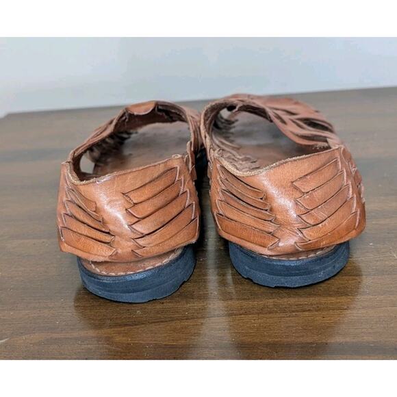 Vintage Eddie Bauer Huarache Sandals Womens Brown Leather Sandals Slip On Size 8 - Picture 4 of 7